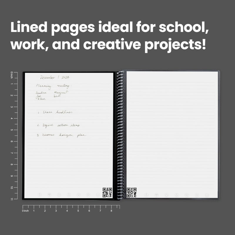 Rocketbook Core Reusable Spiral Notebook, Letter Size 8.5x11, Gray - Lined Pages, App-Connected, Erasable, Durable Cover, Ideal for School, Work, and Creative Projects - Image 5
