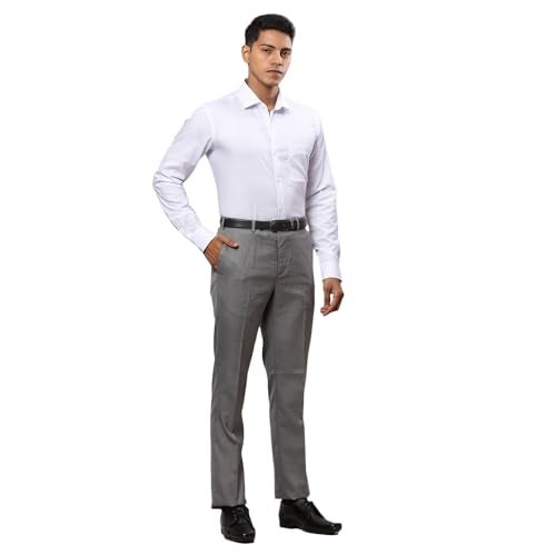 Raymond Men's Solid Pattern Contemporary Fit Polyester Blend Flat Front Formal Trouser (Size: 32)-RMTX04917-G6 Dark Grey - Image 5
