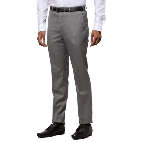 Raymond Men's Solid Pattern Contemporary Fit Polyester Blend Flat Front Formal Trouser (Size: 32)-RMTX04917-G6 Dark Grey - Image 3