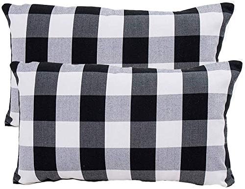IMSMARTMART 100% Recyclable Dust-Free Black Hosiery Cotton Bed Pillow | Medium Hard Neck & Back Support (16" x 26") - Black & White Check (Pack of 4) - Image 3