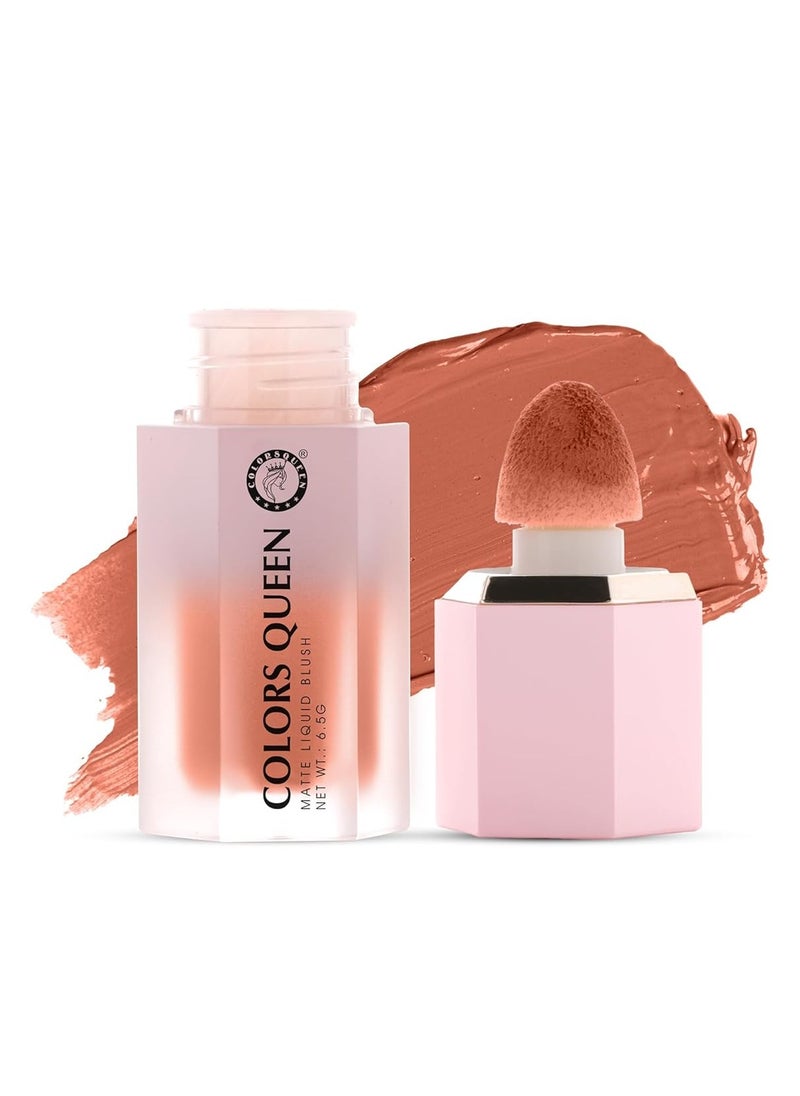 COLORS QUEEN Matte Liquid Blush Highly Pigmented Smooth Texture Long Lasting Lightweight Blusher Face Eye Lips Sponge Tip Applicator 01 Blush Blish 6.5g  - Image 1