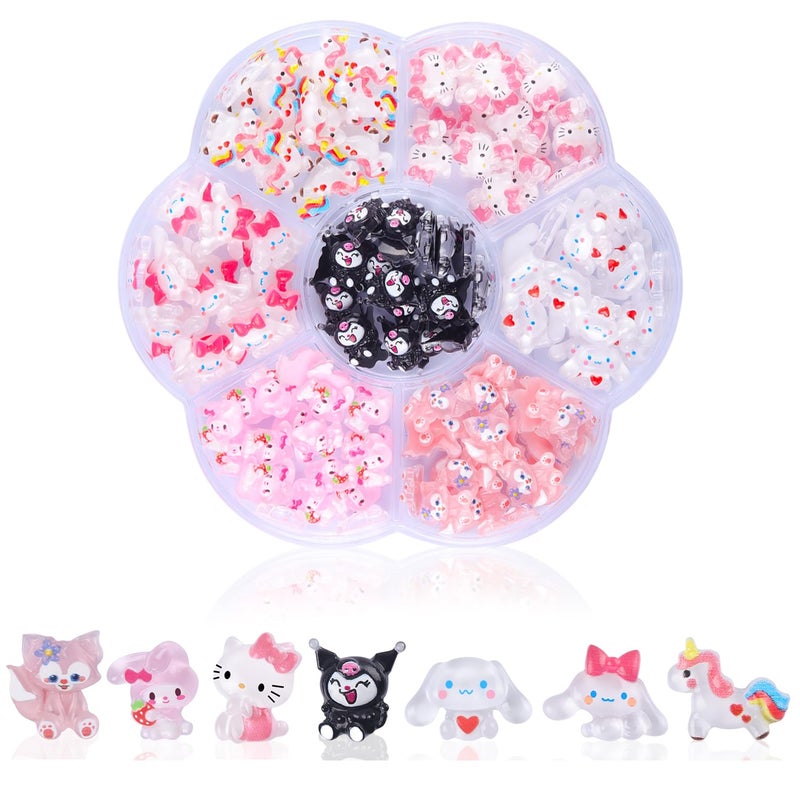 140 Pcs Nail Charms7 Styles 3D Slime Charms Nail Decorations Flatback Resin Charm for DIY Nail Art Decorations SuppliesHair ClipsJewelry Making and Phone Cases Etc