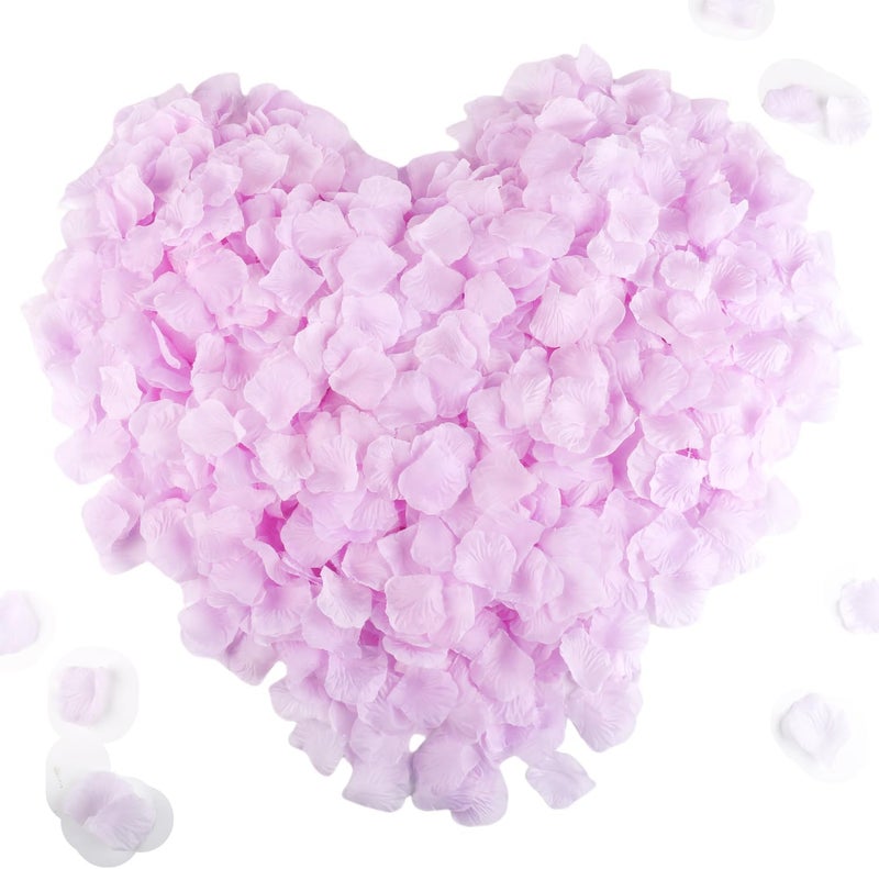 CODE FLORIST كود فلوريست 1100 قطعة بتلات ورد حريري لعيد الحب، بتلات ورد صناعية لليلة رومانسية، الزفاف، ديكورات الزهور لذكرى الخطوبة (منفصلة، معطرة، أرجواني فاتح) - Image 1
