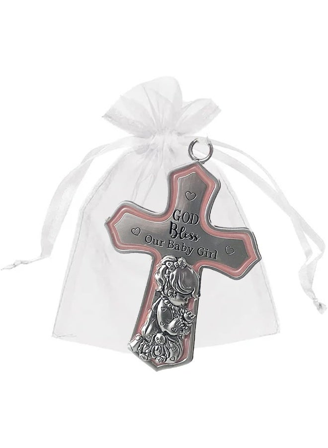 Ganz U.S.A, LLC Ornate Crib Cross Decor with Ribbon Baby Girl for Baptism, Christening, Baby Shower - Image 2