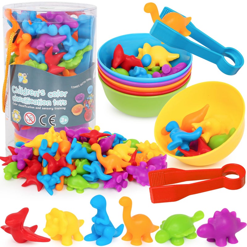 FQKIOMY Dinosaur ToysColor Sorting Toys for ToddlersMontessori Education Learning ToyToddler Activities Sensory Training Counting Games Christmas Stocking Stuffers Gifts for 3 Year Old Boys Girls - Image 3