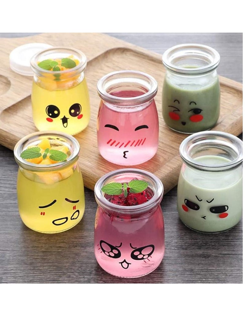 A set of 3-piece glass jars for yogurt. A 200 ml container suitable for pudding, milk, yogurt, and for making candy only. Plastic cover and exquisite design. - Image 2