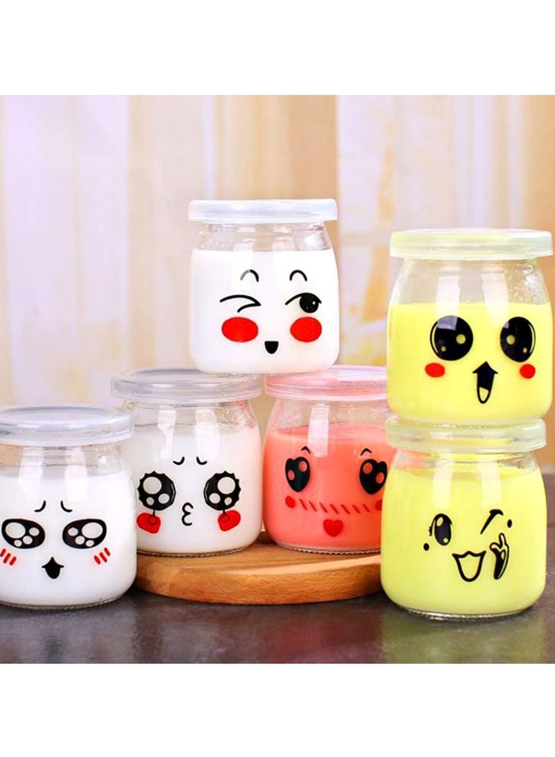 A set of 3-piece glass jars for yogurt. A 200 ml container suitable for pudding, milk, yogurt, and for making candy only. Plastic cover and exquisite design. - Image 3