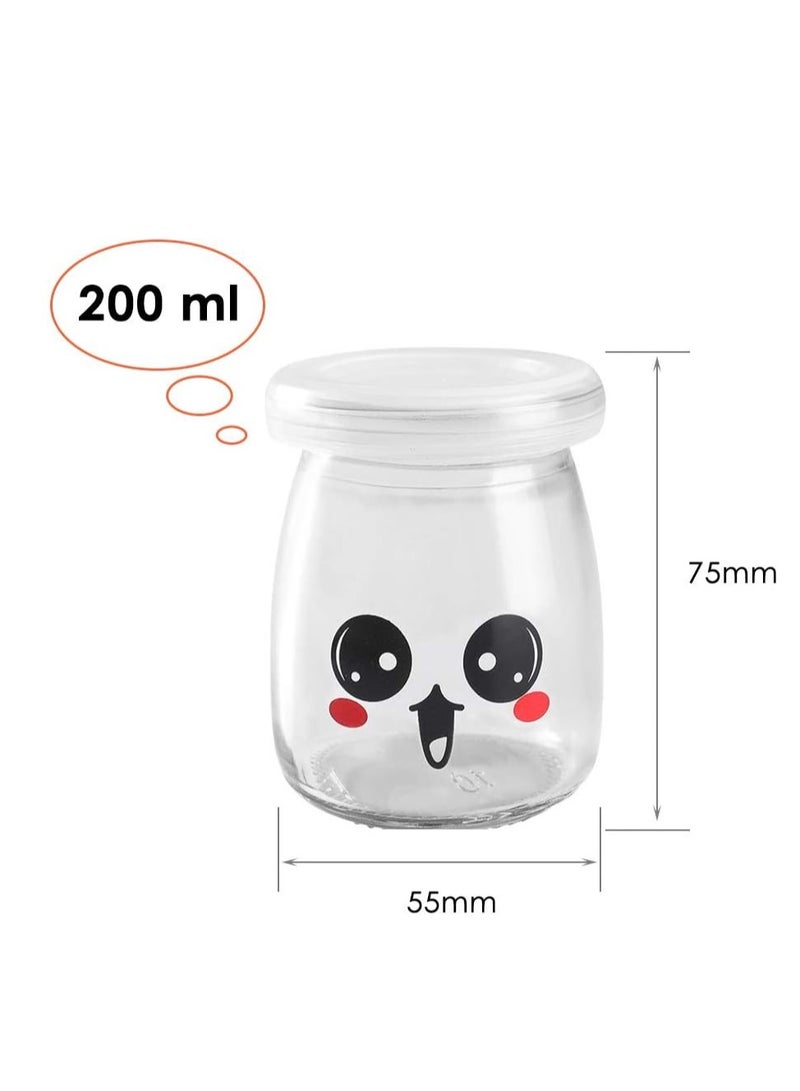 A set of 3-piece glass jars for yogurt. A 200 ml container suitable for pudding, milk, yogurt, and for making candy only. Plastic cover and exquisite design. - Image 4
