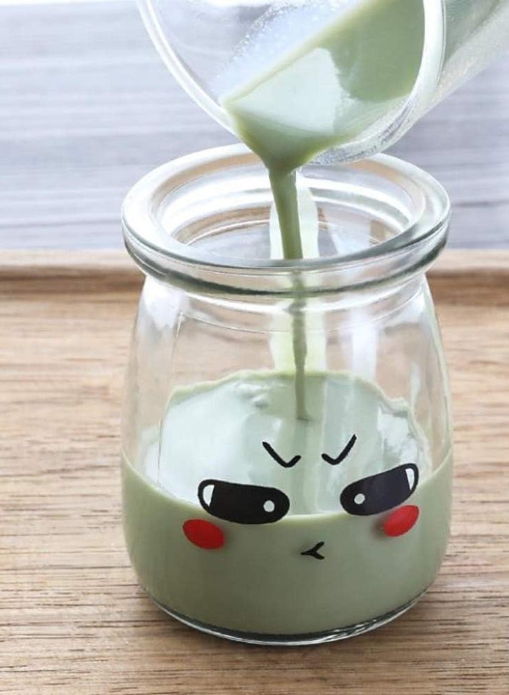 A set of 3-piece glass jars for yogurt. A 200 ml container suitable for pudding, milk, yogurt, and for making candy only. Plastic cover and exquisite design. - Image 5