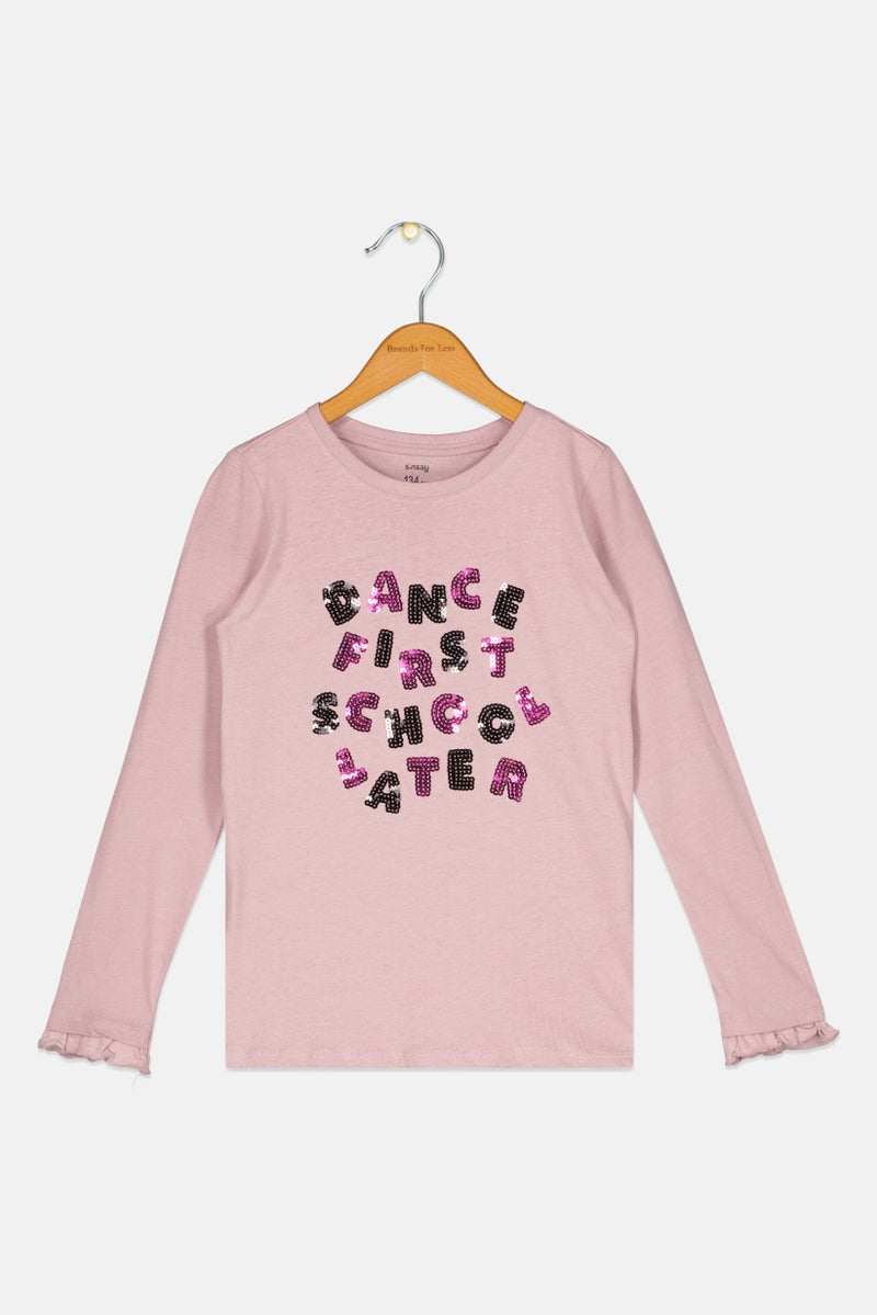 Sinsay Kids Girl Textured Long Sleeves T-Shirt, Light Purple - Image 3