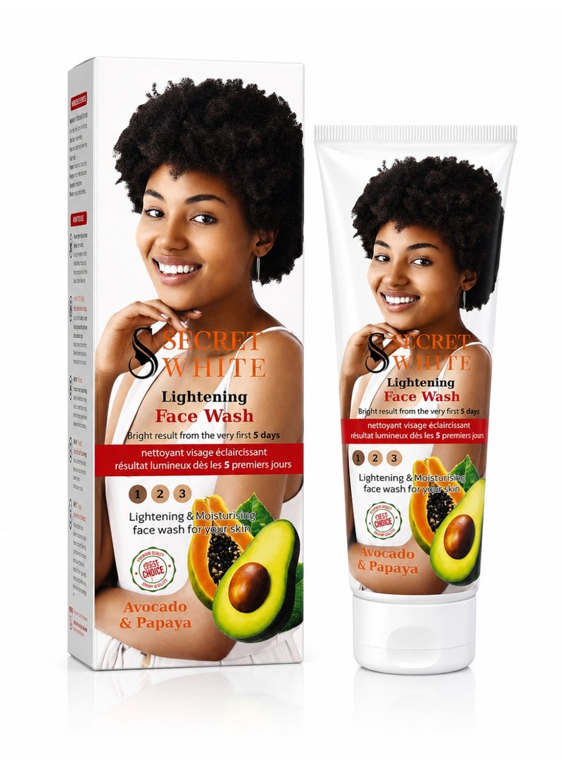 Secret White Lightening Face Wash with Avocado & Papaya, 125ml - Image 1