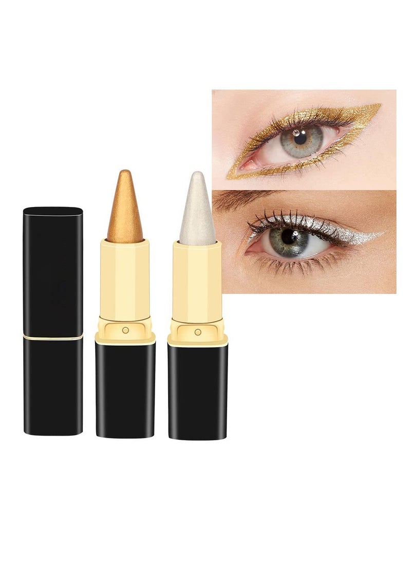 SYOSI Cream Gel Eyeliner Stick, 2Pcs Waterproof and Smudge Resistant, Easy Glide Application, Pearlescent Creamy Makeup Eyeliner for Women, Long-lasting and Versatile  - Image 1