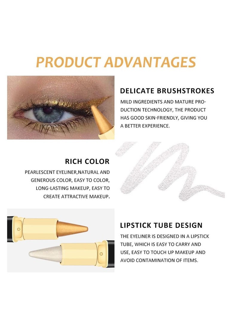 SYOSI Cream Gel Eyeliner Stick, 2Pcs Waterproof and Smudge Resistant, Easy Glide Application, Pearlescent Creamy Makeup Eyeliner for Women, Long-lasting and Versatile  - Image 4