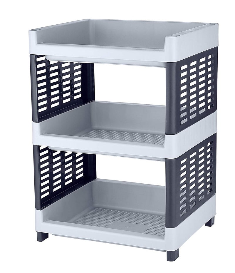 Sonal - Viva 3 Tier Multipurpose Rack - Durable Plastic - for Kitchen,Office Organizer Storage Shelf Standing & Wall Hanging Rack (Grey) - Image 1