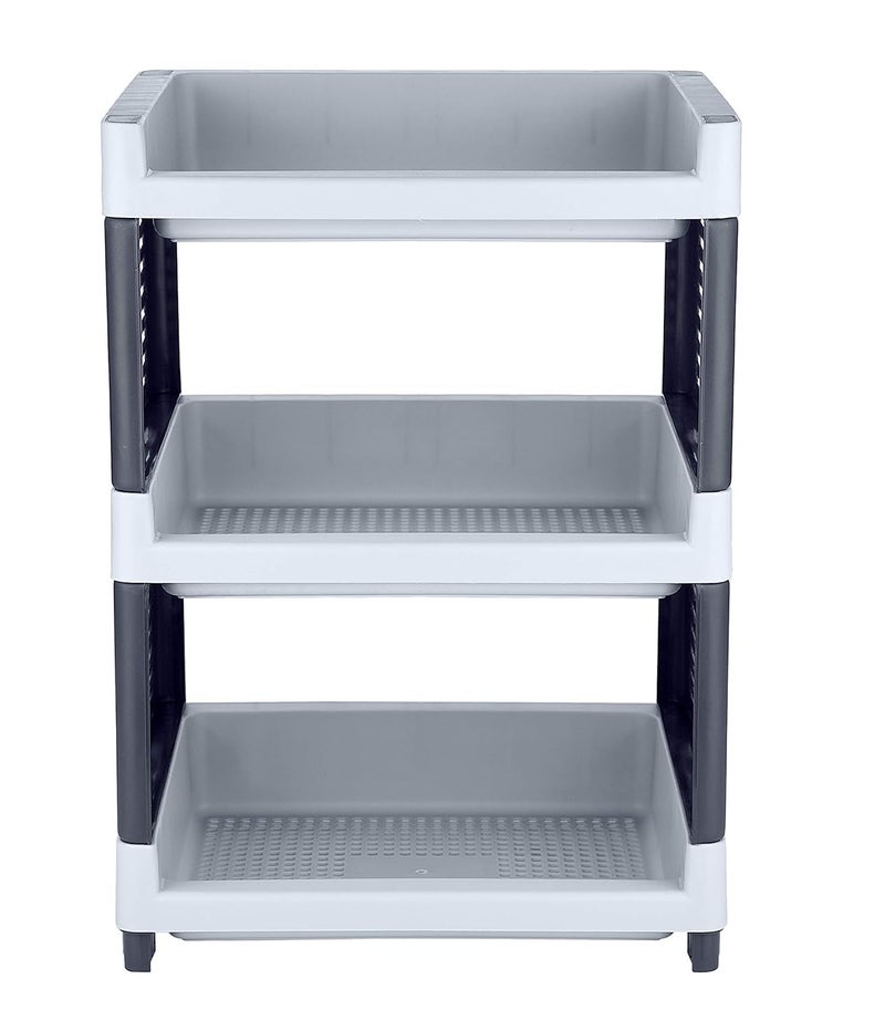 Sonal - Viva 3 Tier Multipurpose Rack - Durable Plastic - for Kitchen,Office Organizer Storage Shelf Standing & Wall Hanging Rack (Grey) - Image 3