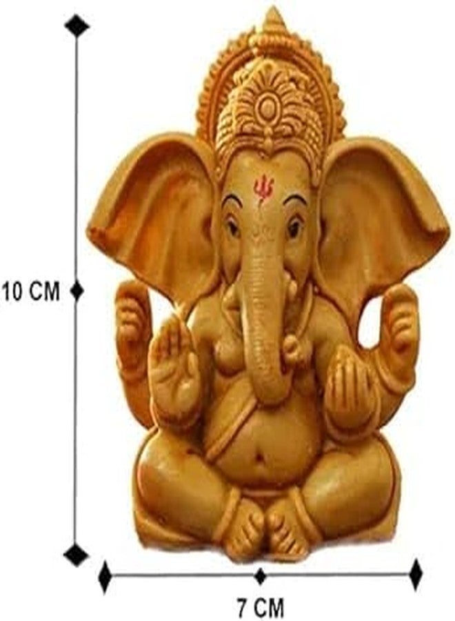 PICKARTME Handcrafted Ganesha Beautiful Lord Ganesha Idol Figurine Showpiece Sculpture Hindu Polyresin Car Dashboard (Brown), 5 x 5 x 8.9 Cm - Image 3
