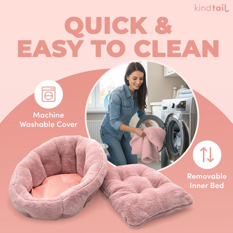 KindTail Small Orthopedic Dog and Cat Bed - Faux Fur Luxury Cuddler for Pets Under 15 lbs, Comfortable Waterproof Material with Nylon Base - 20" x 14" x 10" (Light Grey, Small) - Image 5