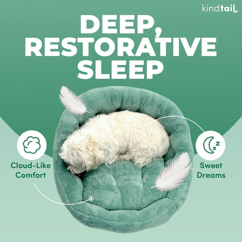 KindTail Small Orthopedic Dog and Cat Bed - Faux Fur Luxury Cuddler for Pets Under 15 lbs, Comfortable Waterproof Material with Nylon Base - 20" x 14" x 10" (Light Grey, Small) - Image 4