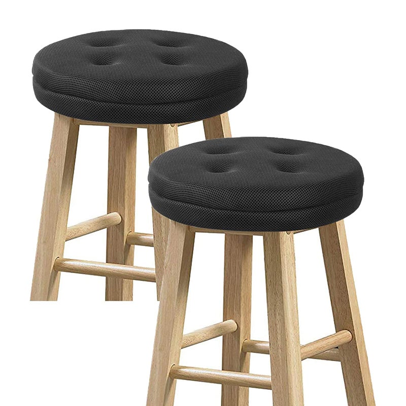 BAIBU baibu Set of 2 Bar Stool Cushions Super Breathable Round Bar Stool Covers Seat Cushion Round with Elastic Black 13  2 Cushions Only 