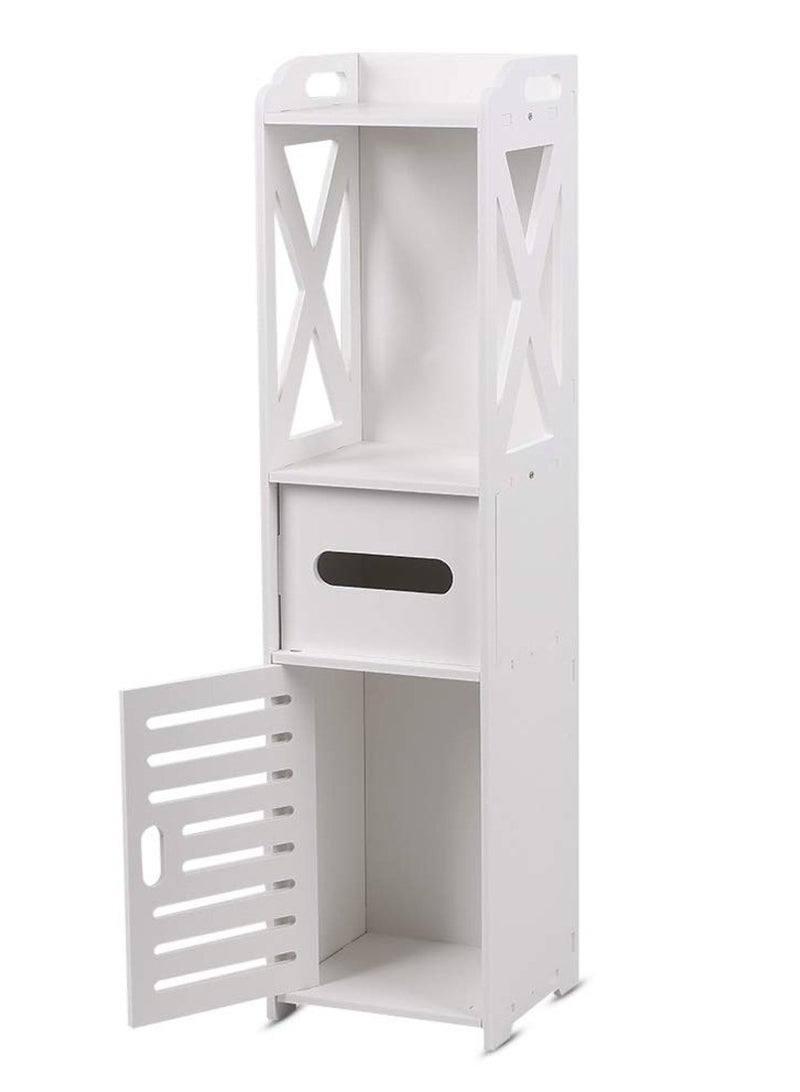 LINGWEI Small Bathroom Storage Cabinet with Doors & Shelves, Slim Corner Floor Cabinet, Narrow Sink Organizer, White Vanity Cabinet for Towels - Image 4