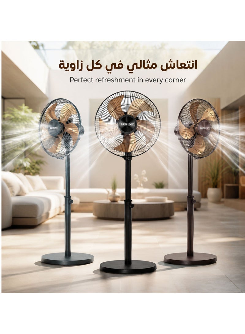 ريبون Stand Fan 12-Inch, 45 W, 4 Speeds, Adjustable Tilt, Stable Base 45 W RE-16-002 Dark grey - Image 5