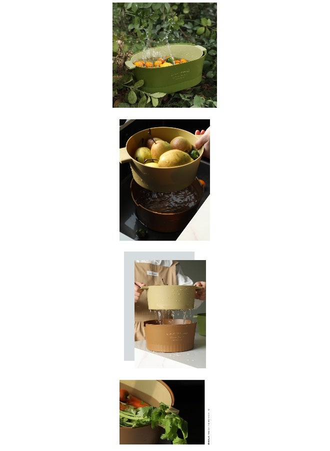NeeMee Multicolored Double-Layer Draining Basket for Washing Vegetables, Kitchen Fruit Storage, Home Use Washing Basket - Image 2