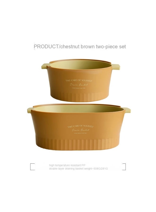 NeeMee Multicolored Double-Layer Draining Basket for Washing Vegetables, Kitchen Fruit Storage, Home Use Washing Basket - Image 1