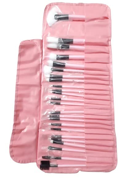 advancedestore Makeup Brush Set With Travel Case Pink Set Of 24moq