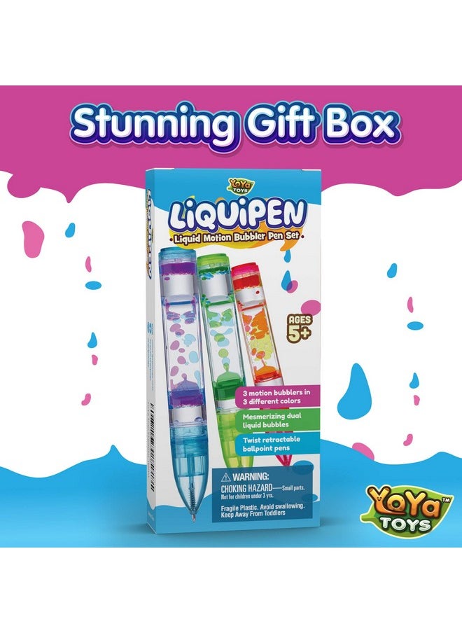 YoYa Toys Yoya Liquipen - Liquid Motion Bubbler Pens Toy (3 Pack) - Writes Like A Regular Pen - Colorful Timer Pens Great For Stress And Anxiety Relief - Cool Fidget Toys For Kids And Adults  - Image 5