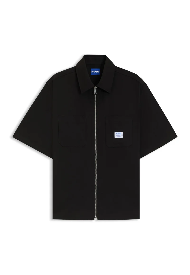 HUGO Oversized fit shirt with zip-up front