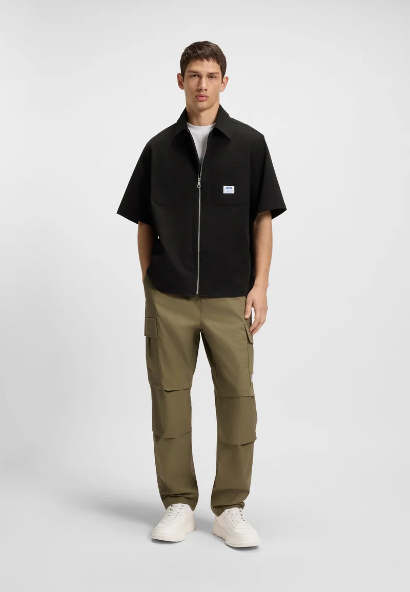 HUGO Oversized fit shirt with zip-up front