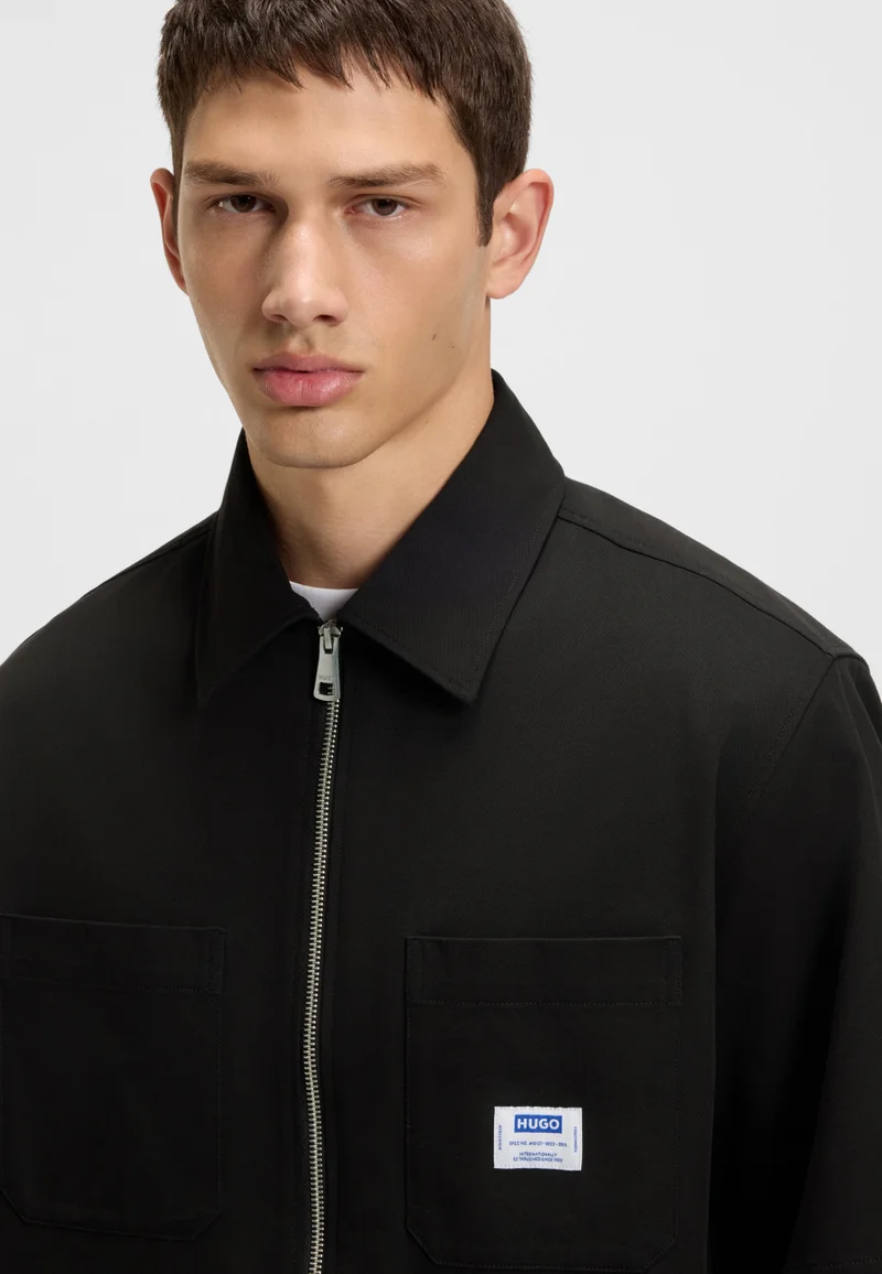 HUGO Oversized fit shirt with zip-up front