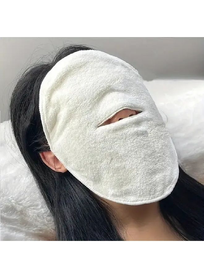100 Percent Cotton Round Facial Hot Compress Washcloth Mask Super Absorbent Knit Fabric Towel Space Theme Contemporary Beauty Skin Care Spa Bathroom Use 34gsm One Piece White Single Hole - Image 3