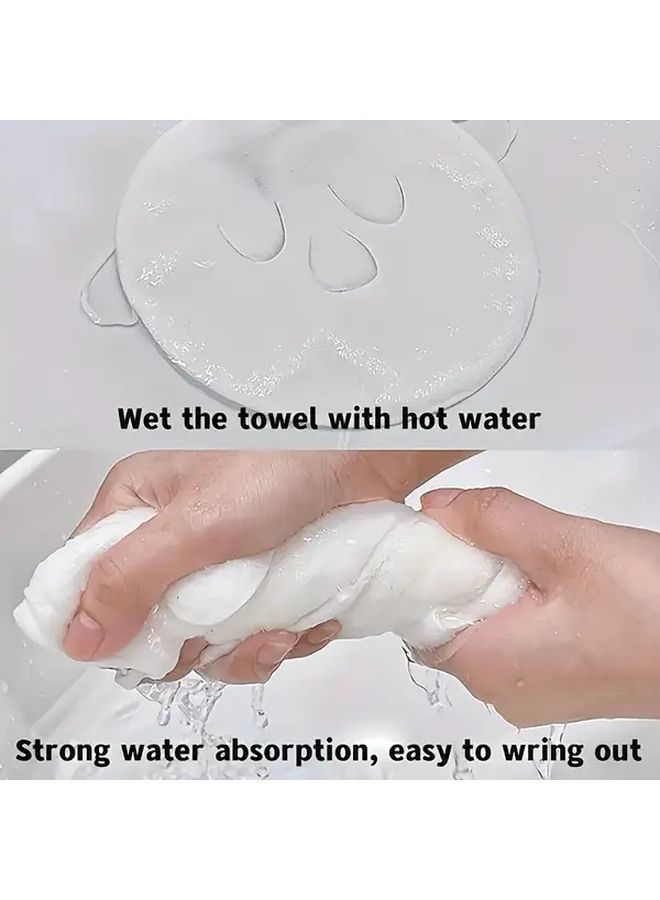100 Percent Cotton Round Facial Hot Compress Washcloth Mask Super Absorbent Knit Fabric Towel Space Theme Contemporary Beauty Skin Care Spa Bathroom Use 34gsm One Piece White Single Hole - Image 4