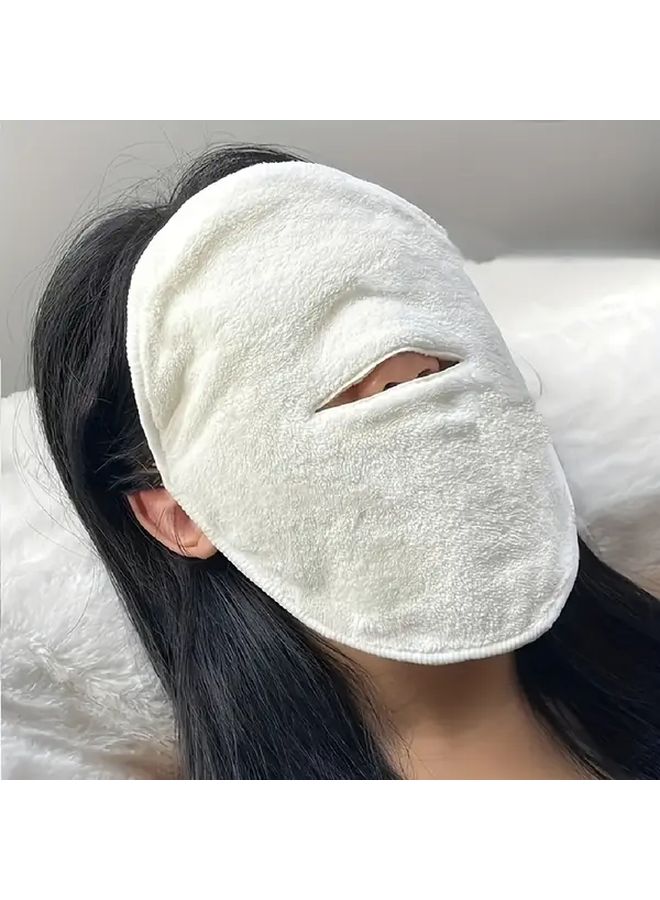 100 Percent Cotton Round Facial Hot Compress Washcloth Mask Super Absorbent Knit Fabric Towel Space Theme Contemporary Beauty Skin Care Spa Bathroom Use 34gsm One Piece White Single Hole - Image 1