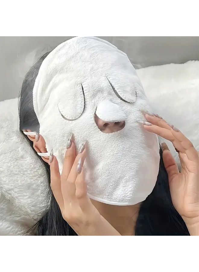 100 Percent Cotton Round Facial Hot Compress Washcloth Mask Super Absorbent Knit Fabric Towel Space Theme Contemporary Beauty Skin Care Spa Bathroom Use 34gsm One Piece White Single Hole - Image 2