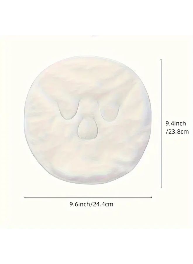 100 Percent Cotton Round Facial Hot Compress Washcloth Mask Super Absorbent Knit Fabric Towel Space Theme Contemporary Beauty Skin Care Spa Bathroom Use 34gsm One Piece White Single Hole - Image 5