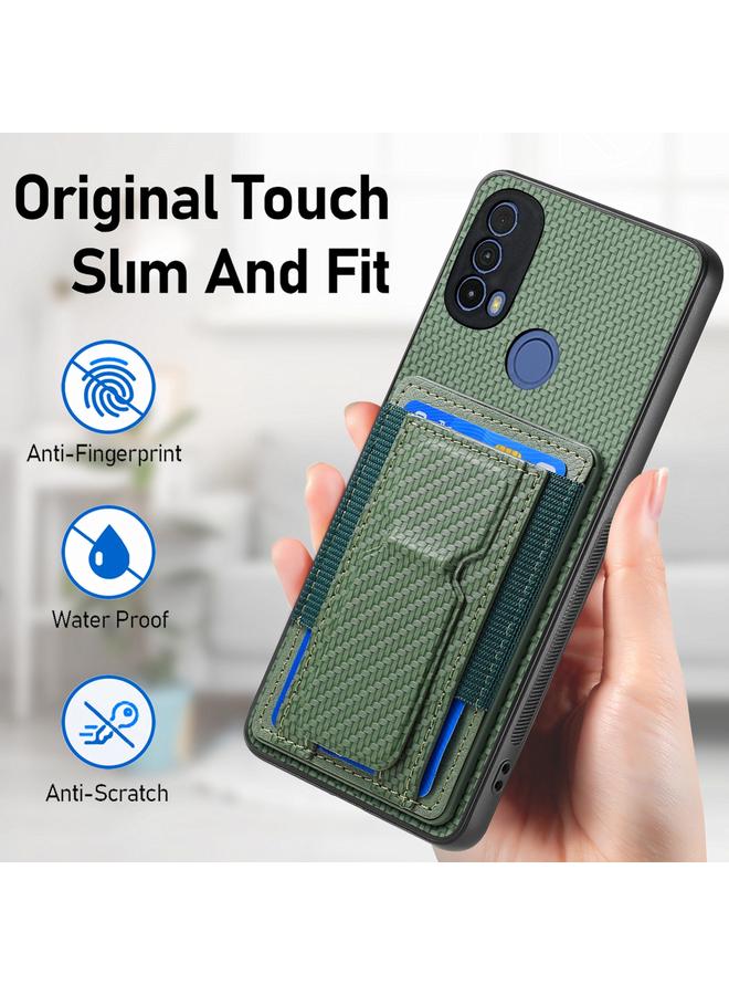 Case For Motorola Moto G 5G 2024 4G Carbon Fiber Fold Stand Elastic Card Bag Phone Case