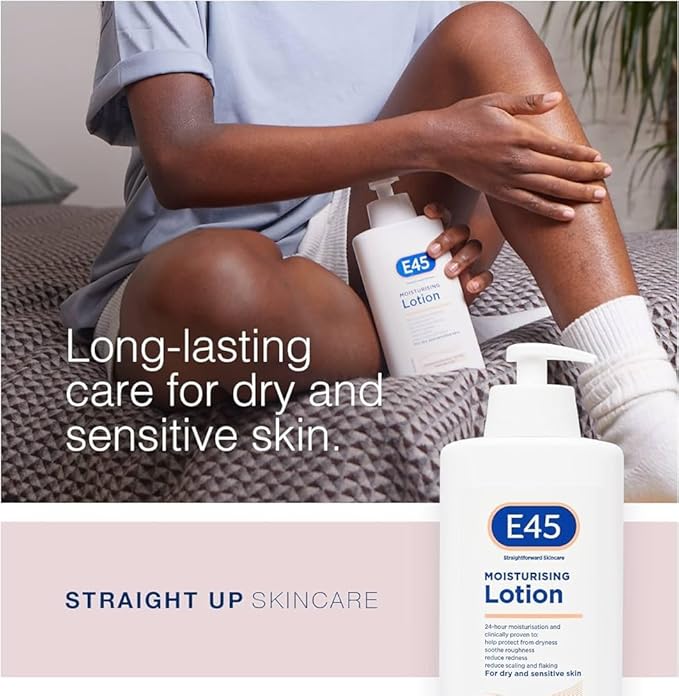 E45 Moisturising Lotion 500 ml for Dry Sensitive Skin LongLasting Hydration Protect from Dryness Reduce Redness Dermatological Body Moisturiser Lotion Body Lotion Daily Moisturiser - Image 5