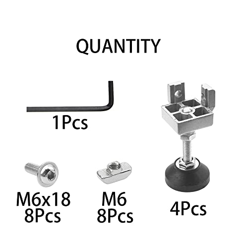 Rrina 4 Sets 4040 Series Aluminum Profile Adjustable Feet for T Slot 8mm Leveling Leg - Image 2