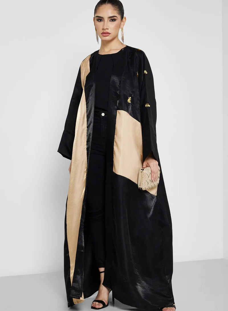 Khizana Colorblock Detail Abaya With Sheila