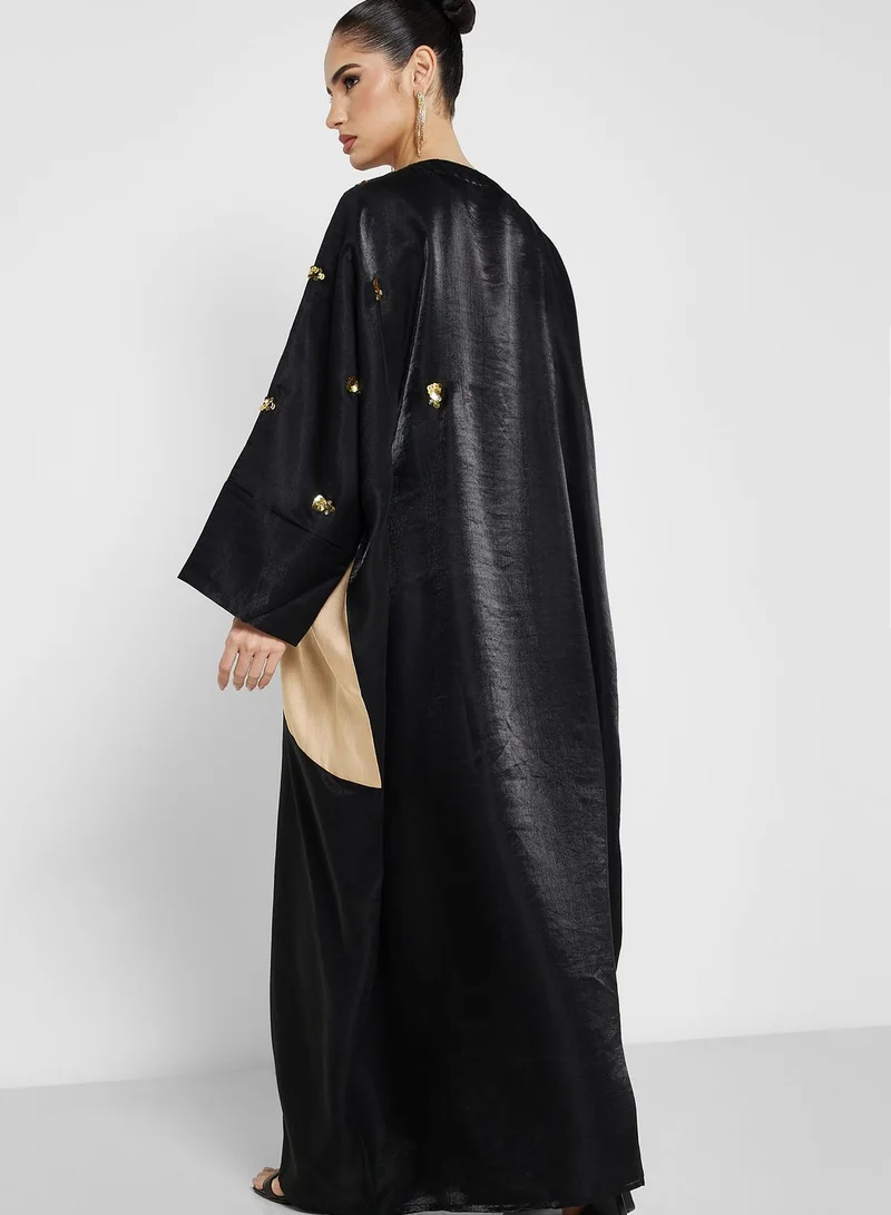 Khizana Colorblock Detail Abaya With Sheila