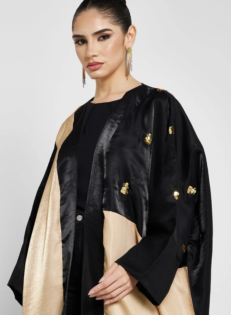 Khizana Colorblock Detail Abaya With Sheila