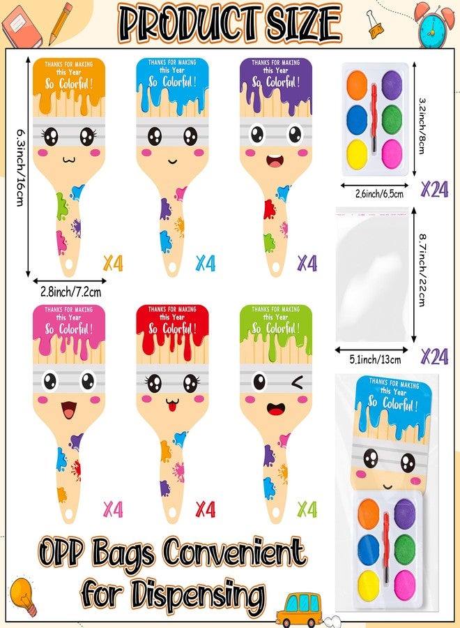 K1tpde 24 Pack DIY End of The School Year Watercolor Paint Bulk Gifts for Student Greeting Card with Water Coloring Exchanges Gift for Kid, Mini Paint Bulk Set for Boy Girl Graduation Party Favors - Image 2