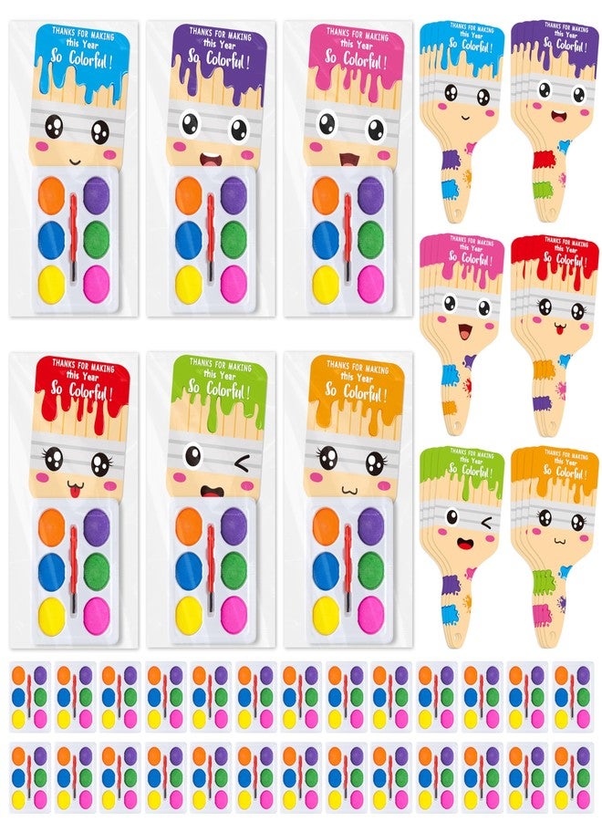 K1tpde 24 Pack DIY End of The School Year Watercolor Paint Bulk Gifts for Student Greeting Card with Water Coloring Exchanges Gift for Kid, Mini Paint Bulk Set for Boy Girl Graduation Party Favors - Image 1