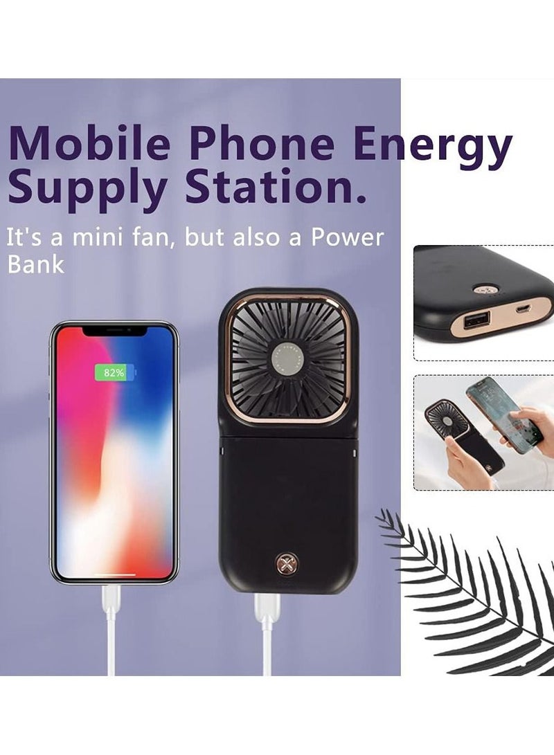 عام مروحة محمولة ، مروحة صغيرة محمولة ، مروحة شخصية قابلة لإعادة الشحن ، 3000 مللي أمبير في الساعة 3 سرعات تعمل بالبطارية مروحة تبريد للرقبة واليد 3 في 1 ، مروحة كهربائية سوداء للتخييم في الهواء الطلق - Image 5