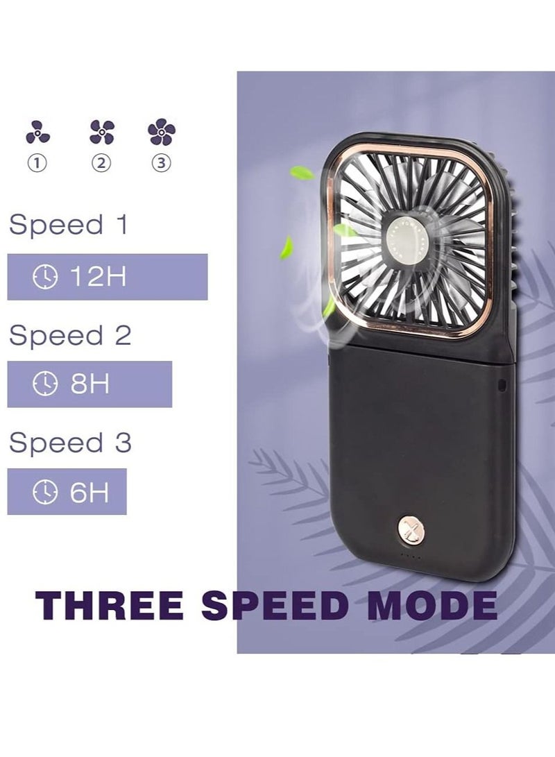 عام مروحة محمولة ، مروحة صغيرة محمولة ، مروحة شخصية قابلة لإعادة الشحن ، 3000 مللي أمبير في الساعة 3 سرعات تعمل بالبطارية مروحة تبريد للرقبة واليد 3 في 1 ، مروحة كهربائية سوداء للتخييم في الهواء الطلق - Image 3