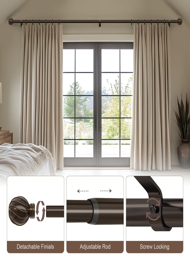 Lootkell Brown Curtain Rods for Windows 28 to 80 Inches Adjustable Length Heavy Duty 7/8" Diameter Window Curtain Rod with Decorative Finials for Outdoor Farmhouse Bedroom Kitchen Living Room - Image 5