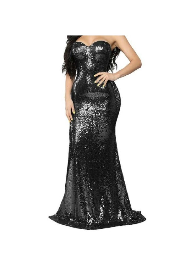 Black sequin evening dress with capes and open side - Image 5