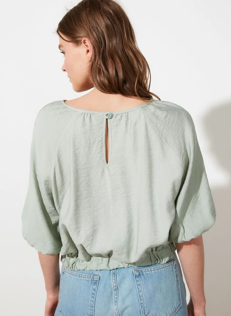 trendyol Crew Neck Drawstring Waist Top